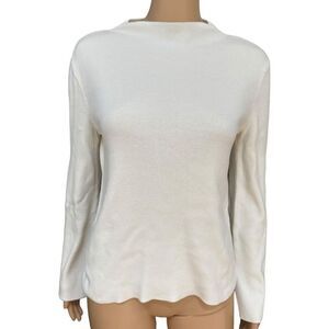 Halogen cream color cotton blend ribbed flare sleeve sweater size S